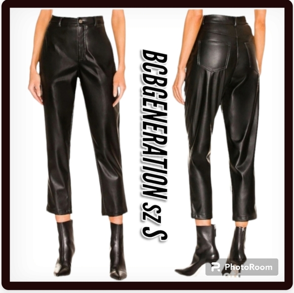 BCBGENERATION High-Rise Straight-Leg Faux Leather Black Pants - Picture 2 of 10